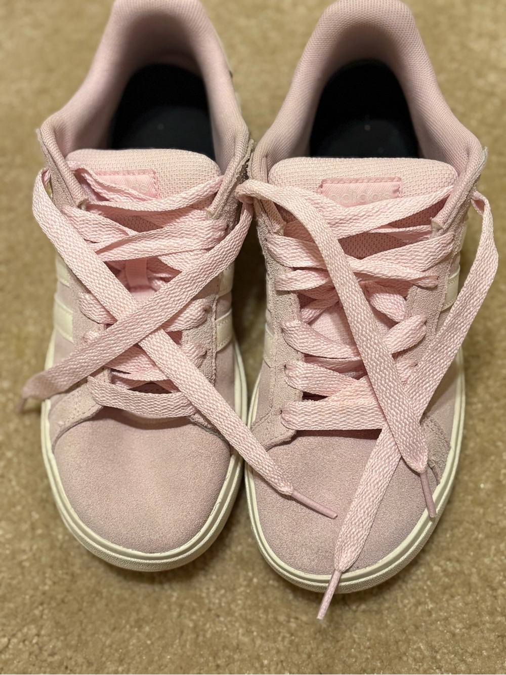 adidas Pink Kids Suede Lace-Up Sneakers